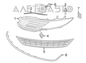 Moldura grilei inferioare a bara de protecție față Lincoln MKZ 13-16, negru, curbată