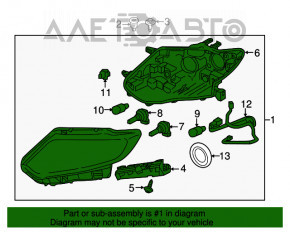 Far dreapta față Nissan Rogue 14-16, gol, cu halogen, pentru polizare, zgârietură.