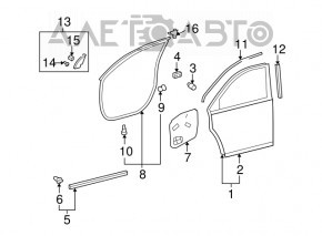 Ușă asamblată față dreapta Toyota Highlander 08-13 keyless, argintiu 1F7, cu mâner obișnuit