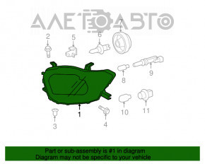 Far stânga față Toyota Highlander 08-10, gol, hibrid, halogen, nisip.