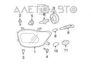 Far stânga față Toyota Highlander 08-10, gol, hibrid, halogen, nisip.