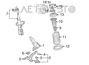 Suport amortizor față stânga Toyota Highlander 08-13 fără rulment, nou, original OEM