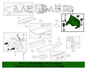 Capacul arcului drept Toyota Prius V 12-17 gri închis cu marginea îndoită