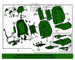 Scaun de pasager pentru Chevrolet Camaro 16- fără airbag, electric, din material textil, negru-gri.