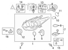 Far stânga față Toyota Prius V 12-14, gol, cu LED-uri