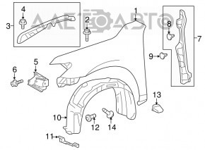 Aripa din față stânga Toyota Camry v50 12-14 SUA argintiu 1F7, lovituri