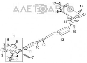 Tubul de evacuare complet cu rezonator pentru Ford Escape MK3 13-19 cu capace cromate.