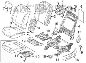 Scaun de pasager Ford Focus mk3 11-14 pre-restilizare, fără airbag, piele neagră