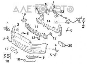 Бампер передний голый Ford Fusion mk5 17-18 без парктроников, черный, царапины, нет фрагмента, потерт, примят