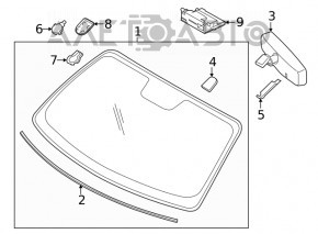 Лобовое стекло Ford Mustang mk6 15- без датчиков с зеркалом, песок