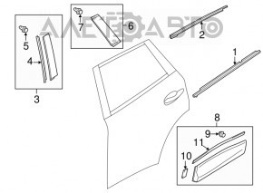 Garnitură ușă spate stânga superioară Mazda CX-5 13-16