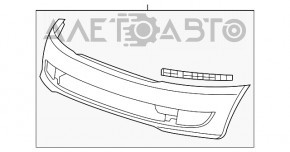 Бампер передний голый VW Passat b7 12-15 USA синий, прижат, царапины, не заводские отверстия