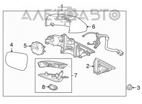 Oglindă laterală dreapta Cadillac ATS 13- 11 pini, semnalizator, încălzire, bej