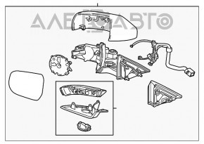 Oglindă laterală stângă Cadillac ATS 13- 13 pini, alb GBN, auto-întunecare, semnalizare de viraj