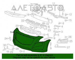 Бампер передний голый Cadillac CTS 14-17 без парктроников