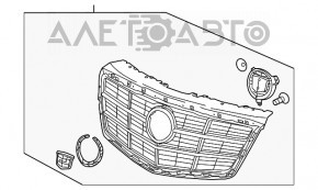 Решетка радиатора grill Cadillac CTS 14-15 без радар круиза