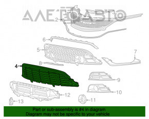 Решетка бампера центр Chrysler 200 15-17 черн