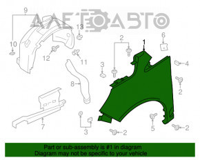 Aripa dreapta fata Ford C-max MK2 13-18 rosie RR, vopsita, rugina, zgarieturi