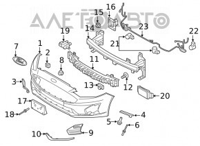 Suportul de prindere a bara de protectie fata pe aripa dreapta Ford Fusion mk5 17-20