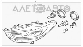 Far stânga față goală Ford Fusion mk5 17-20 halogen, fără DRL, nisip, pentru polizare, cu fisuri, vopsea