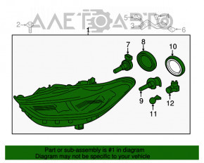 Far stânga față goală Ford Fusion mk5 17-20 halogen, fără DRL, nisip, pentru polizare, cu fisuri, vopsea