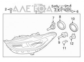 Фара передняя левая голая Ford Fusion mk5 17-20 галоген, без DRL, песок, под полировку, надлом фишки, краска