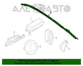 Perna de siguranță airbag, cortina laterală dreapta pentru Ford Mustang mk6 15-17 cupé care a fost declanșată