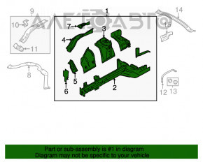 Partea din față dreapta a un sfert de Ford Mustang mk6 18- grafit, tăiată.