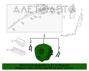 Airbagul de siguranță în volanul șoferului pentru Honda Accord 18-22, negru.