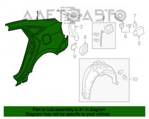 Aripa spate stânga Honda Civic X FC 16-21 4d argintie, fabricată.