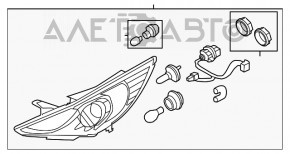 Far stânga față goală Hyundai Sonata 11-15, reflector alb nou DEPO Taiwan.