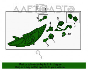 Far stânga față Hyundai Sonata 11-15, reflector mat