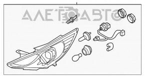 Far stânga față goală Hyundai Sonata 11-15 hibrid.