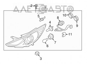 Far dreapta fata goala Hyundai Sonata 11-15 hibrid halogen