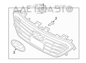 Решетка радиатора grill Hyundai Sonata 15-17 SE с эмблемой, надлом хрома