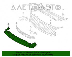 Grila inferioară a bara de protecție față a Infiniti QX30 17-19