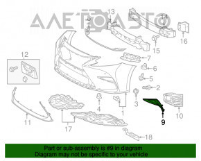 Rama fara stânga pentru Lexus ES300h ES350 13-15, crom, nisip