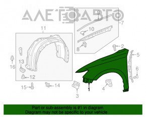 Aripa din față stânga pentru Lexus ES300h ES350 13-18, neagră 212.