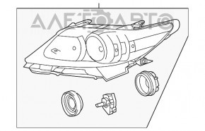 Far stânga față asamblată Lexus ES300h ES350 13-15 pre-restilizare cu xenon + LED DRL, nisip, necesită polizare.