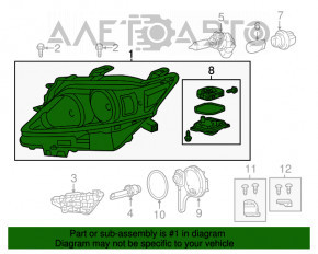 Far dreapta față asamblată Lexus RX350 RX450h 13-15, restilizată, xenon, zgârieturi.