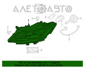 Фара передняя правая в сборе Lincoln MKC 15- ксенон, с накладкой и креплением