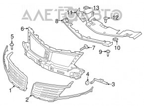 Suport grilaj radiator Lincoln MKC 15-18 pre-restilizare, fixat.