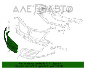 Grila radiatorului dreapta Lincoln MKC 15-18 pre-restilizare fara 1 crom ornament cu rama