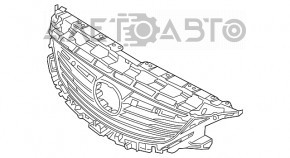 Решетка радиатора grill Mazda 6 13-17 в сборе со значком, хром, песок на хроме