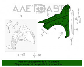 Aripa dreapta fata Mercedes CLA 14-19 grafit 787