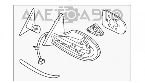 Зеркало боковое правое Nissan Altima 13-18 3 пина, красное