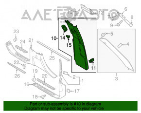 Capacul stâlpului central al centurii de siguranță dreapta Porsche Cayenne 958 11-14 alcantara negru