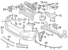 Amplificatorul de bara fata pentru Porsche Cayenne 958 11-17, nou, neoriginal.