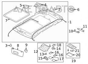 Обшивка потолка Subaru Forester 14-18 SJ под люк, серый, заломы, надрыв, под перетяжку