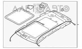 Acoperirea plafonului pentru Subaru Forester 14-18 SJ cu trapa gri, material rupt